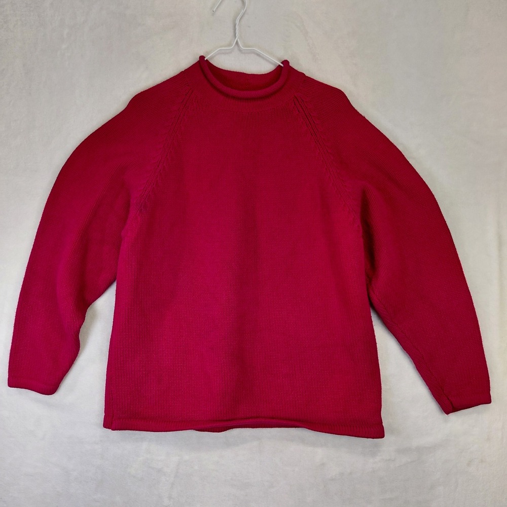 Vintage J.Crew Pink Cotton Mock Neck Raglan Sweater Large